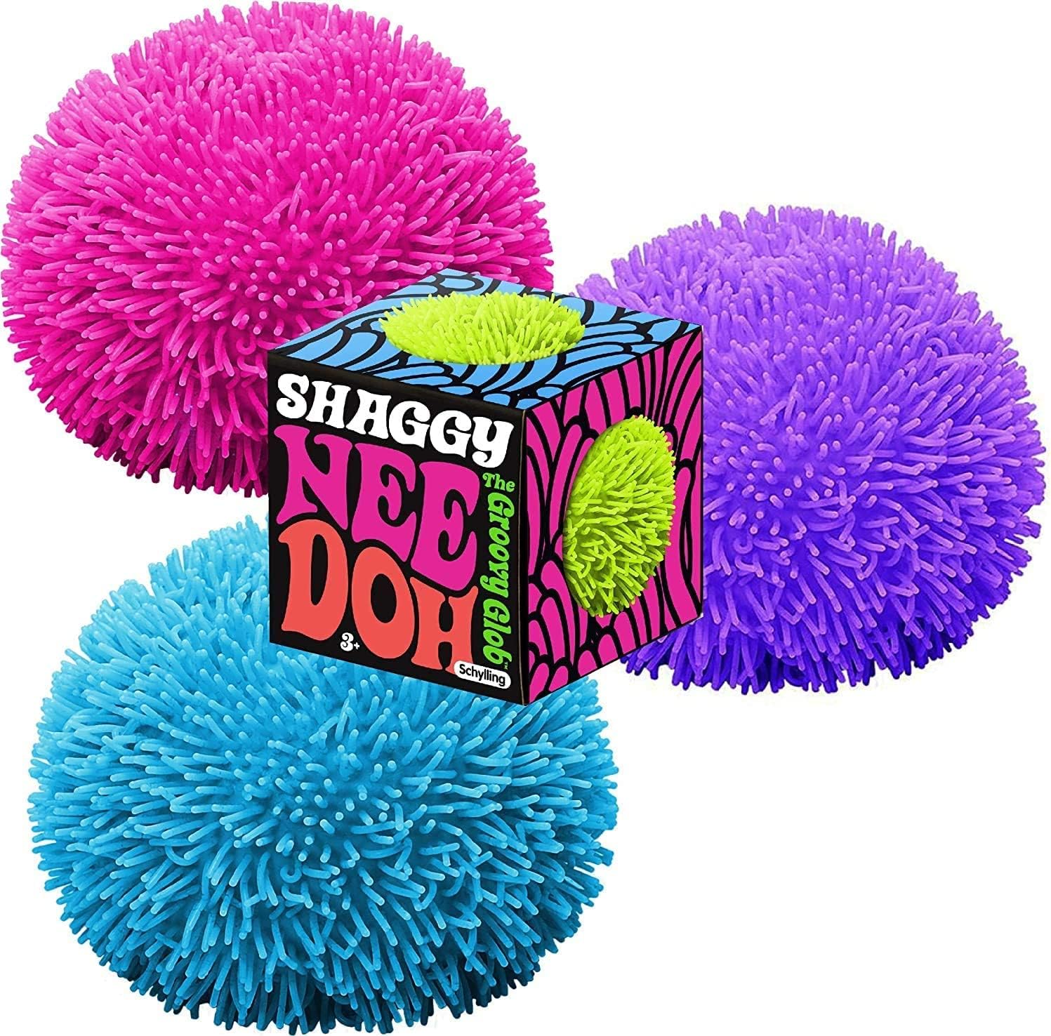 Nee-Doh Schylling Shaggy Groovy Glob! Squishy. Squeezy. Stretchy Stress Balls Neon Colors Gift Set Party Bundle - 3 Pack (Assorted Colors) - Image 2